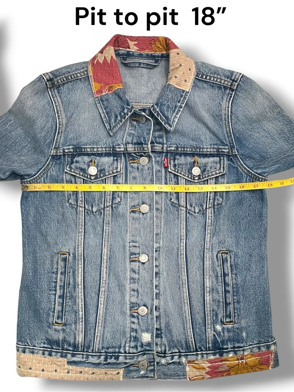Levi's Premium Faded Boyfriend Desperado Sample Patchwork Denim Jacket Small